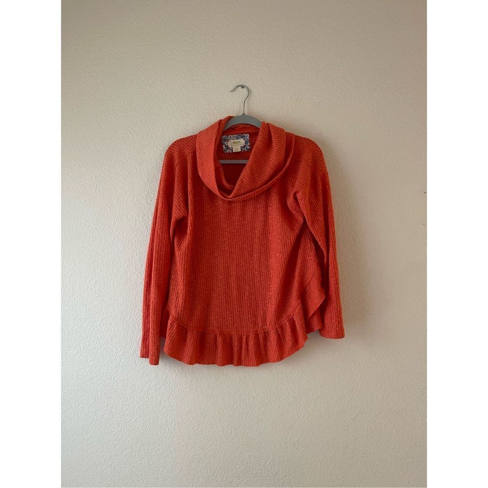 AnthropologieΒ cowl neckβruffleβhemβsweaterβ